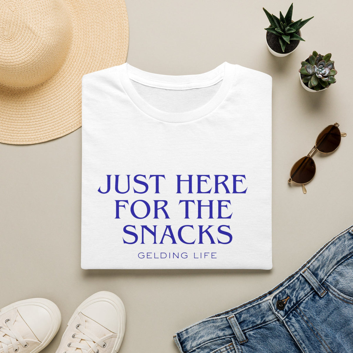 Just Here For The Snacks T-Shirt | Gelding Life Quote Tee