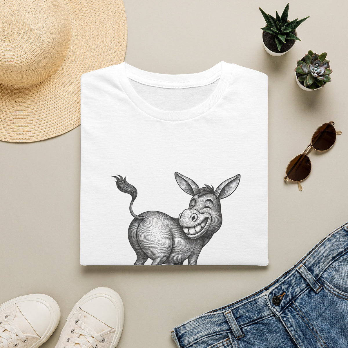 Grinning Donkey With Attitude T-Shirt | Funny Animal Illustration