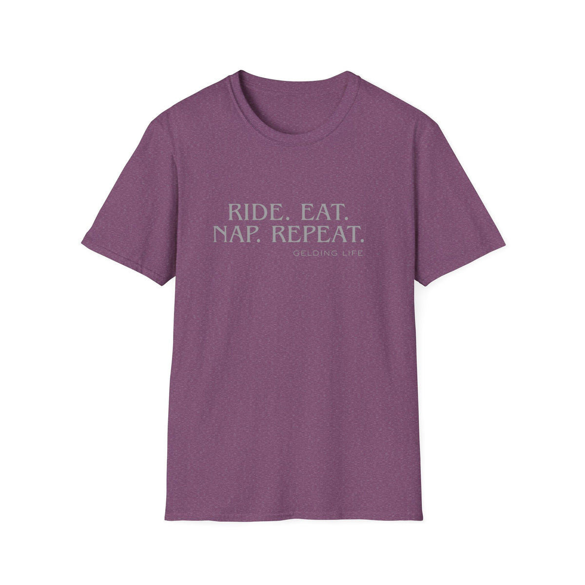Ride. Eat. Nap. Repeat. T-Shirt | Gelding Life equestrian slogan tee
