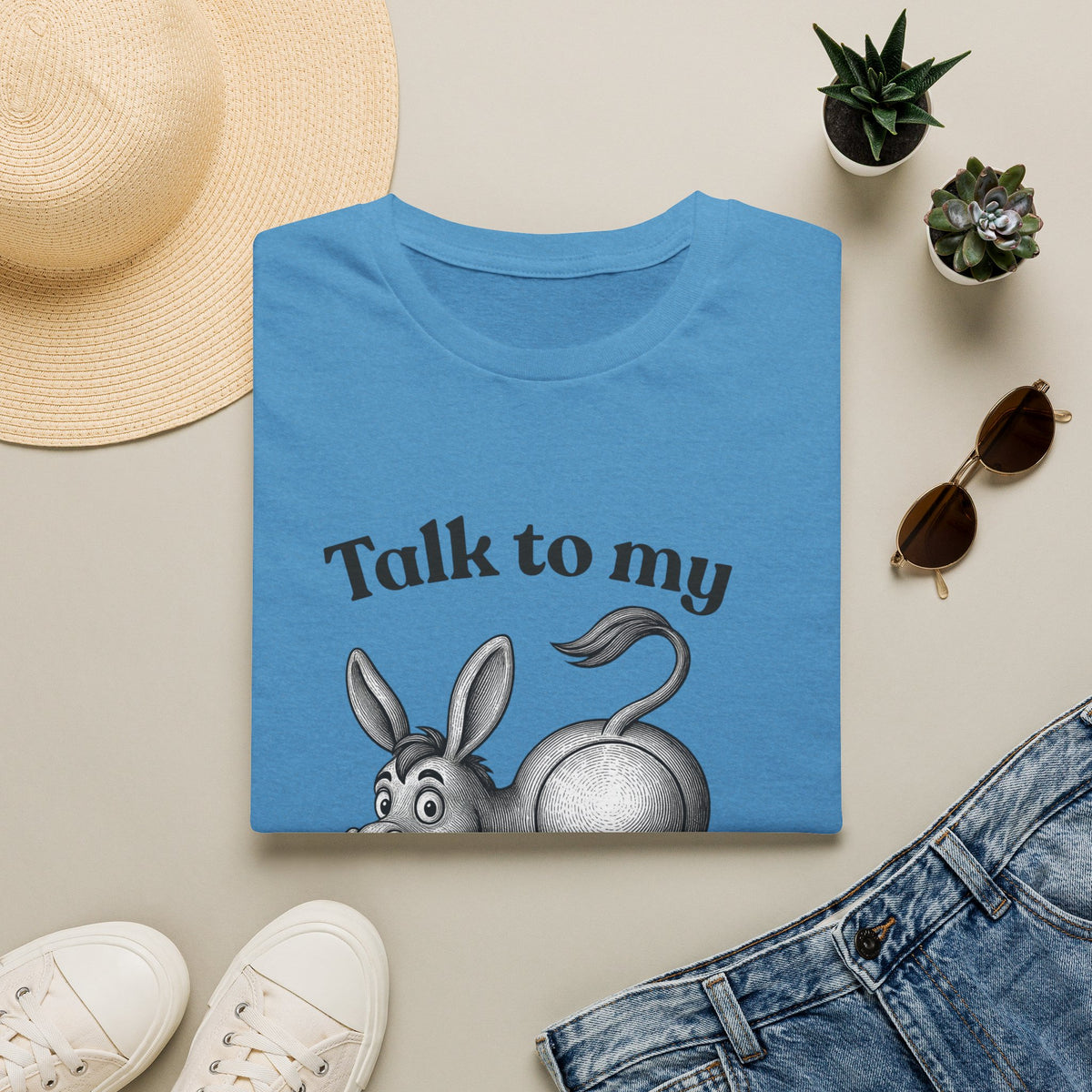 Talk to My Donkey T-Shirt | Funny Animal Cartoon Tee
