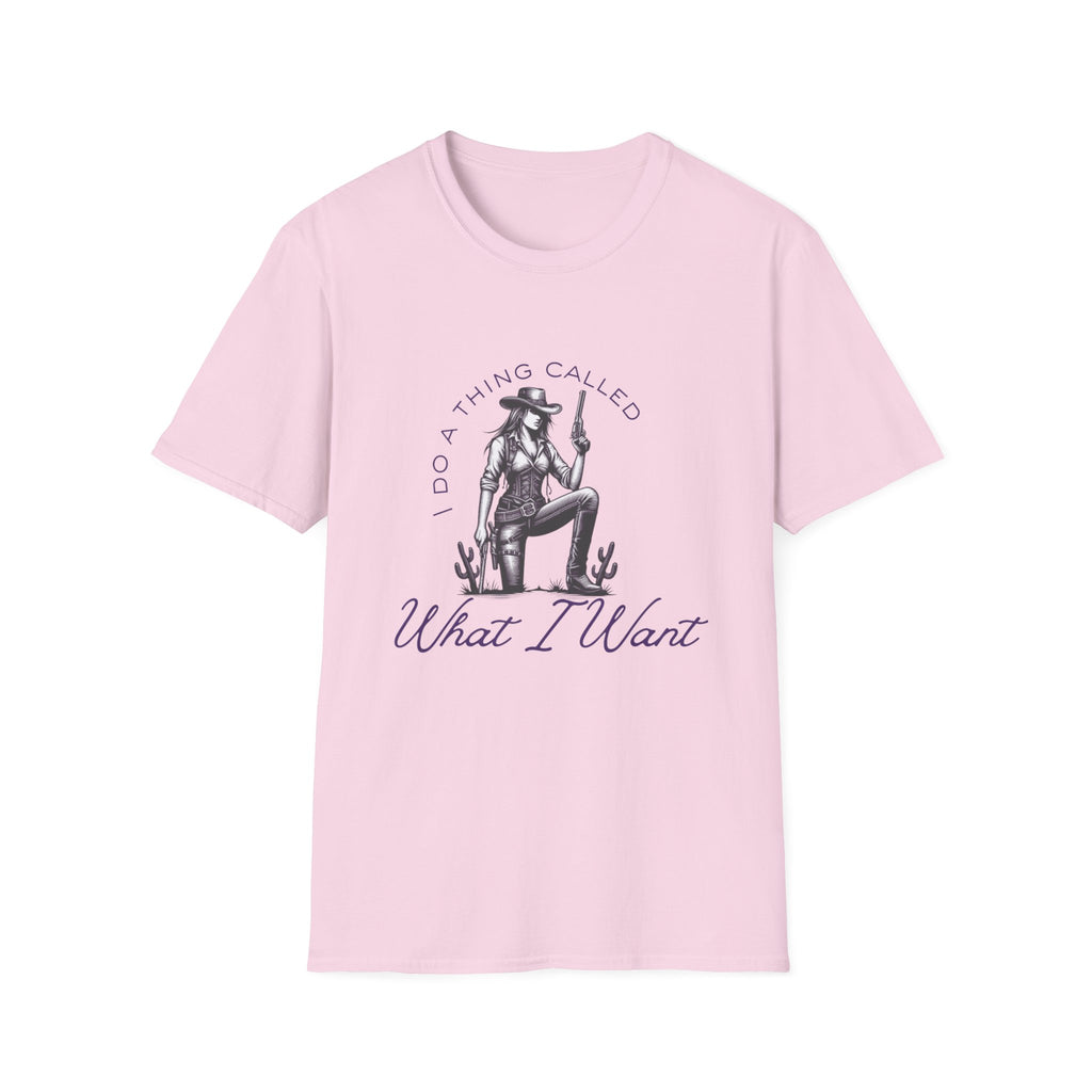 Cowgirl with Revolver T-Shirt | I Do a Thing Called What I Want design