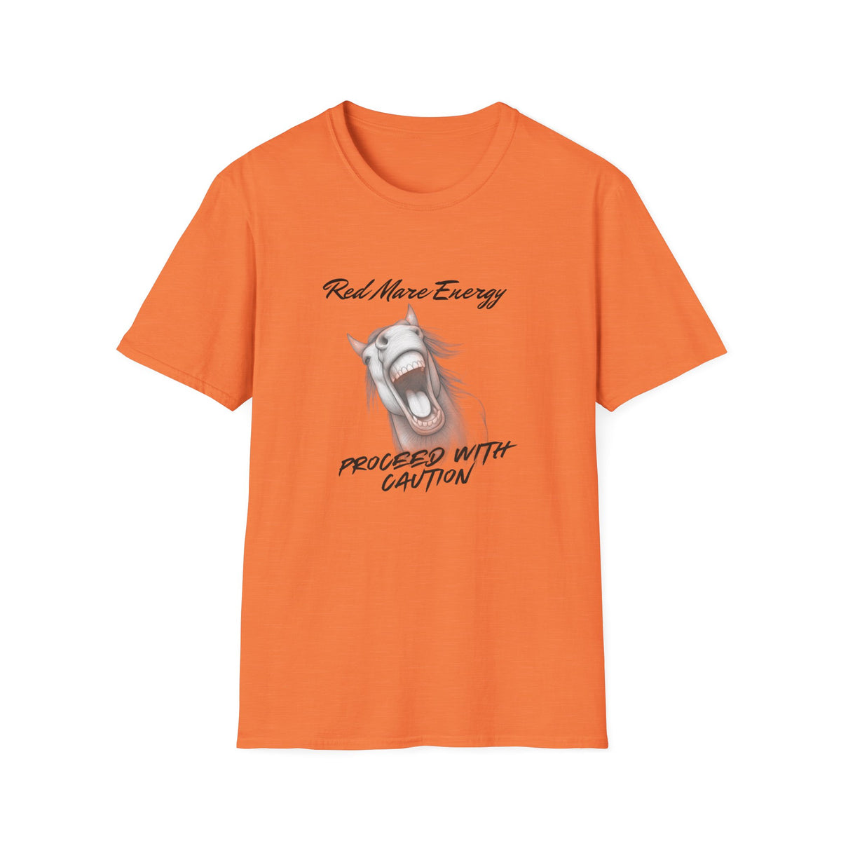 Red Mare Energy T-Shirt | Proceed With Caution design