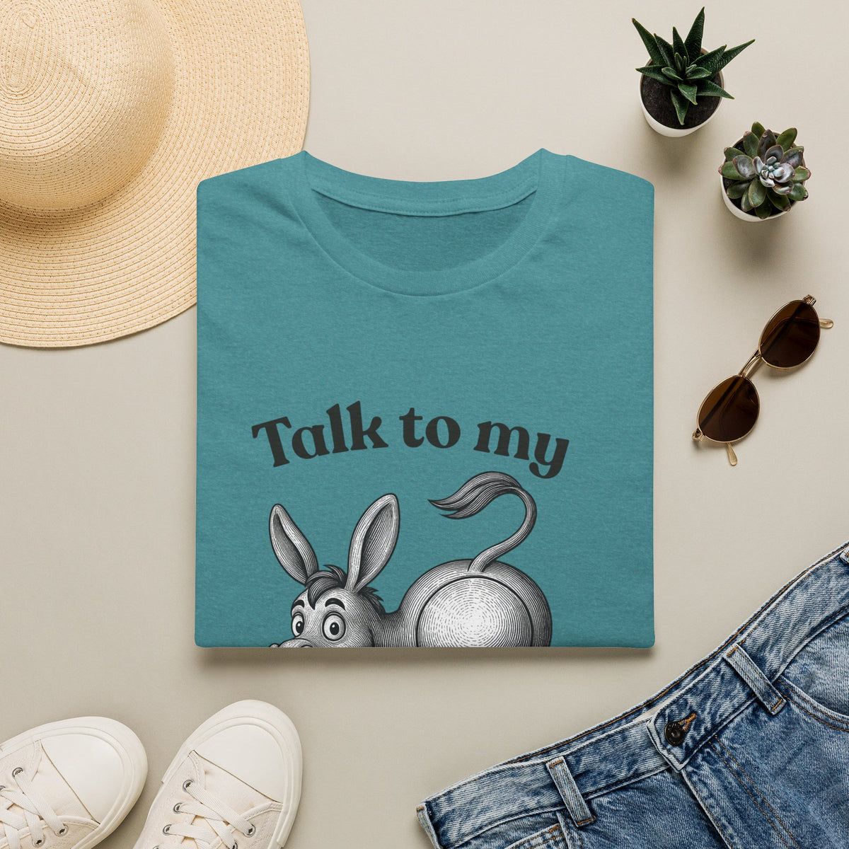 Talk to My Donkey T-Shirt | Funny Animal Cartoon Tee