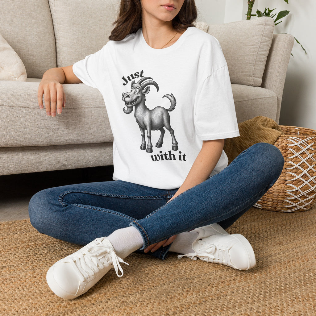 Just Goat With It T-Shirt | Funny Goat Illustration