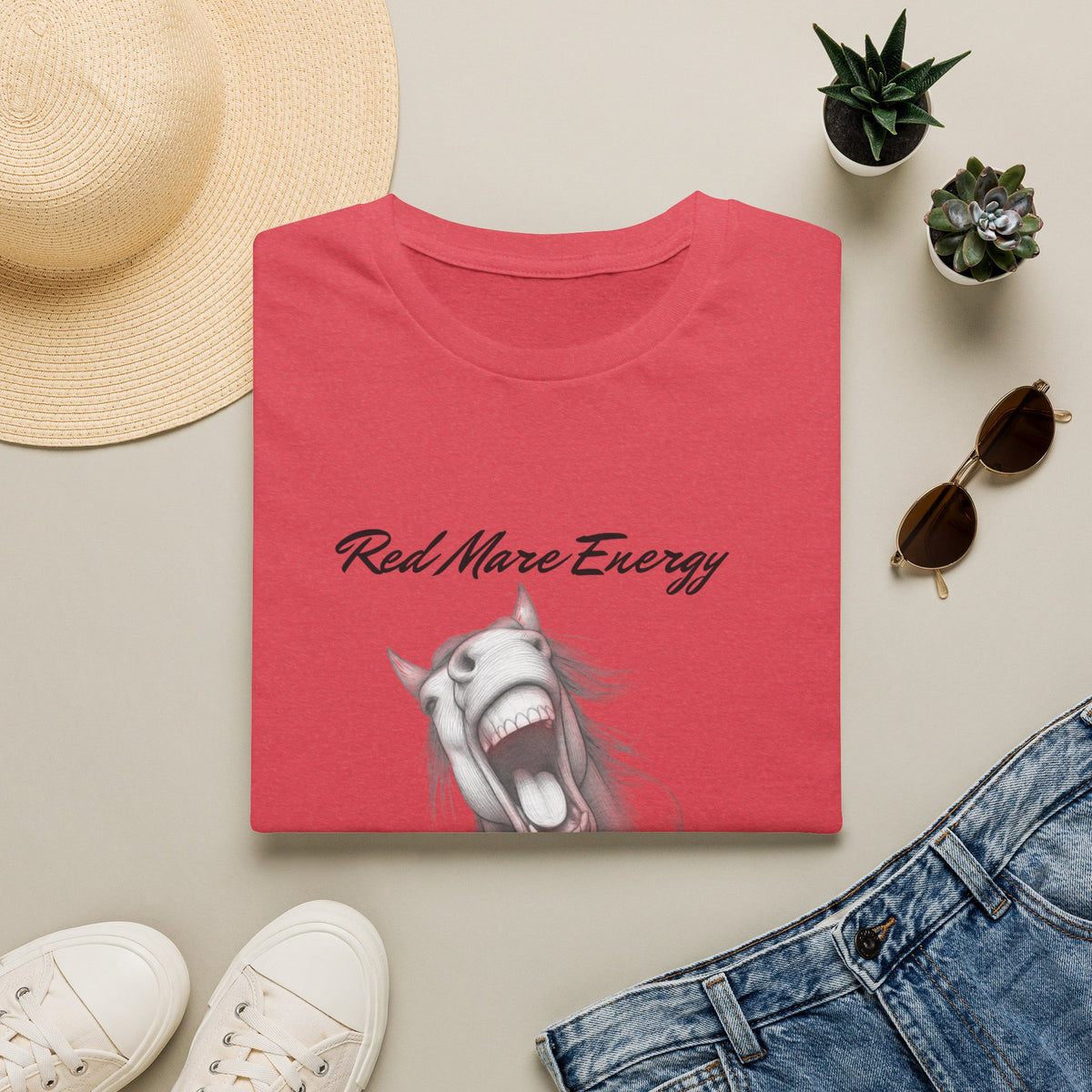 Red Mare Energy T-Shirt | Proceed With Caution design
