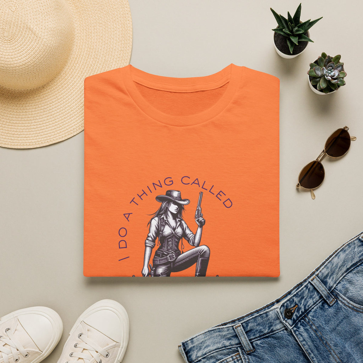 Cowgirl with Revolver T-Shirt | I Do a Thing Called What I Want design
