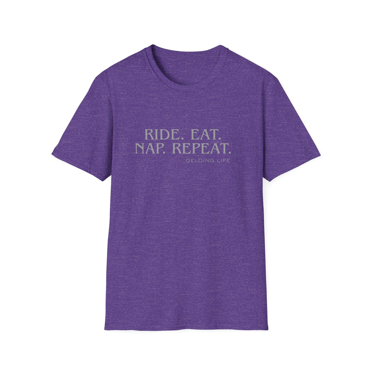 Ride. Eat. Nap. Repeat. T-Shirt | Gelding Life equestrian slogan tee