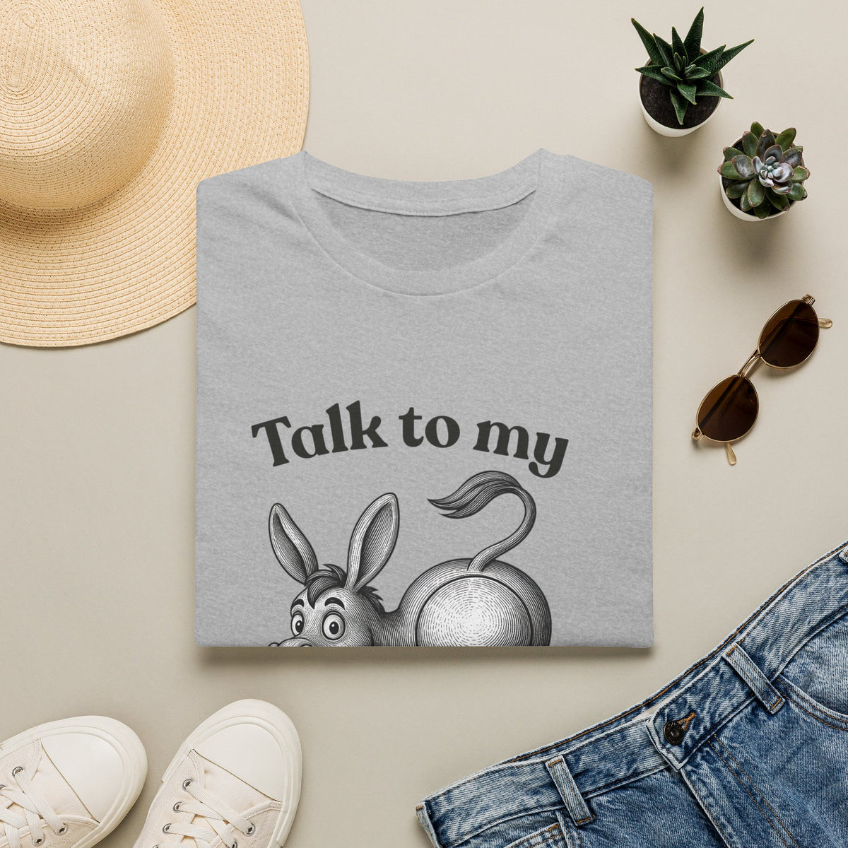 Talk to My Donkey T-Shirt | Funny Animal Cartoon Tee
