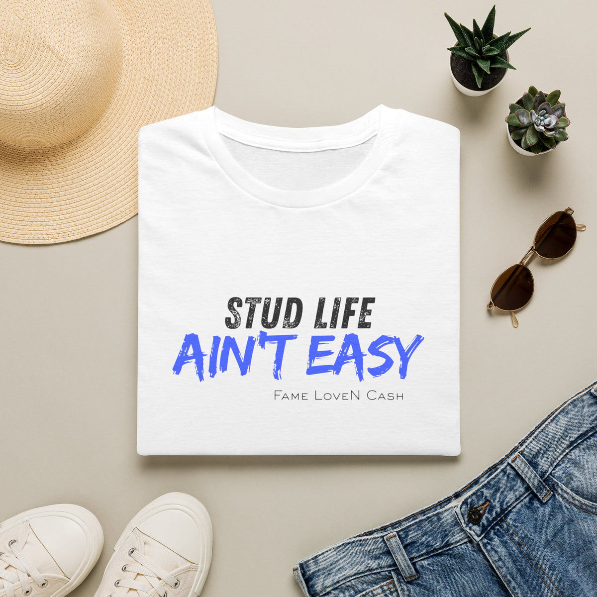 Stud Life Ain’t Easy T-Shirt | Stallion Life Funny Text Graphic Tee