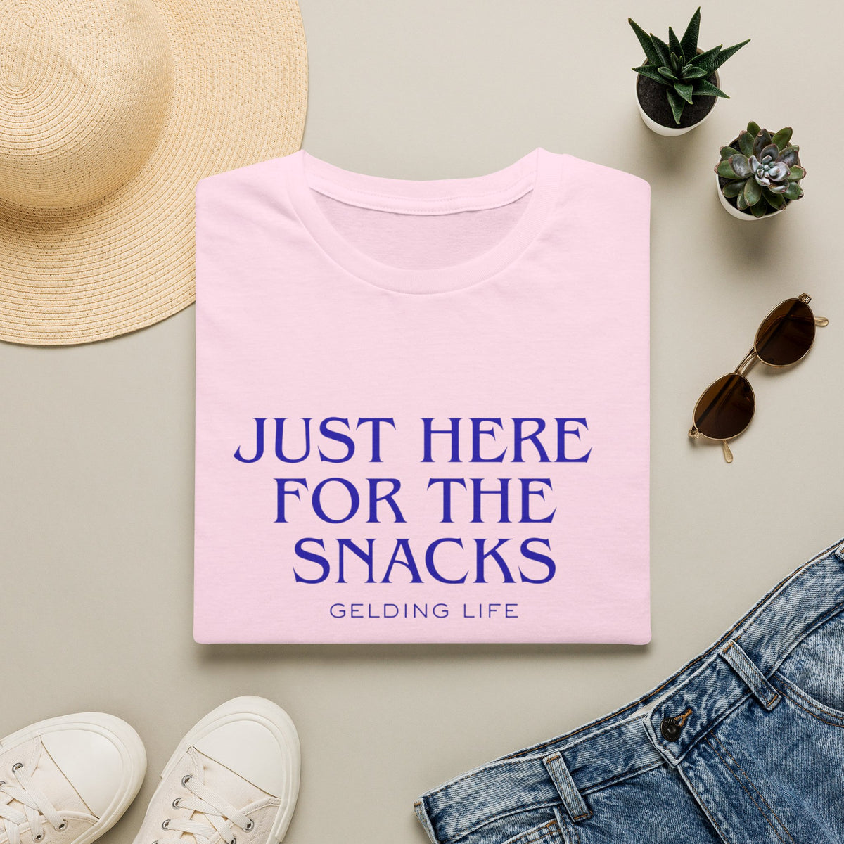 Just Here For The Snacks T-Shirt | Gelding Life Quote Tee