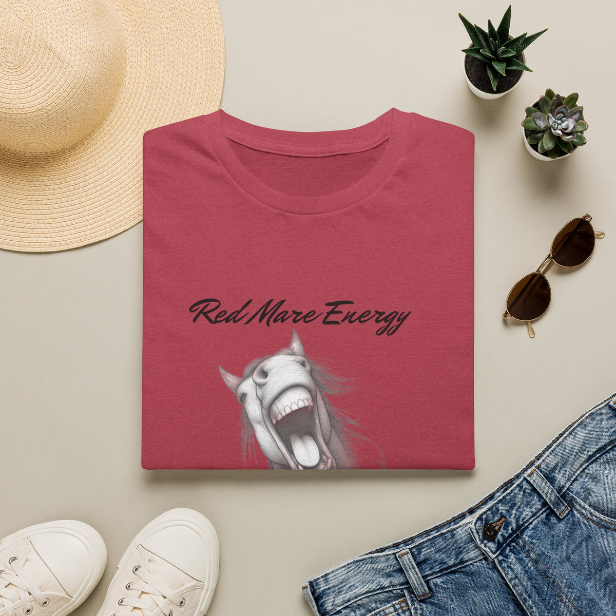 Red Mare Energy T-Shirt | Proceed With Caution design