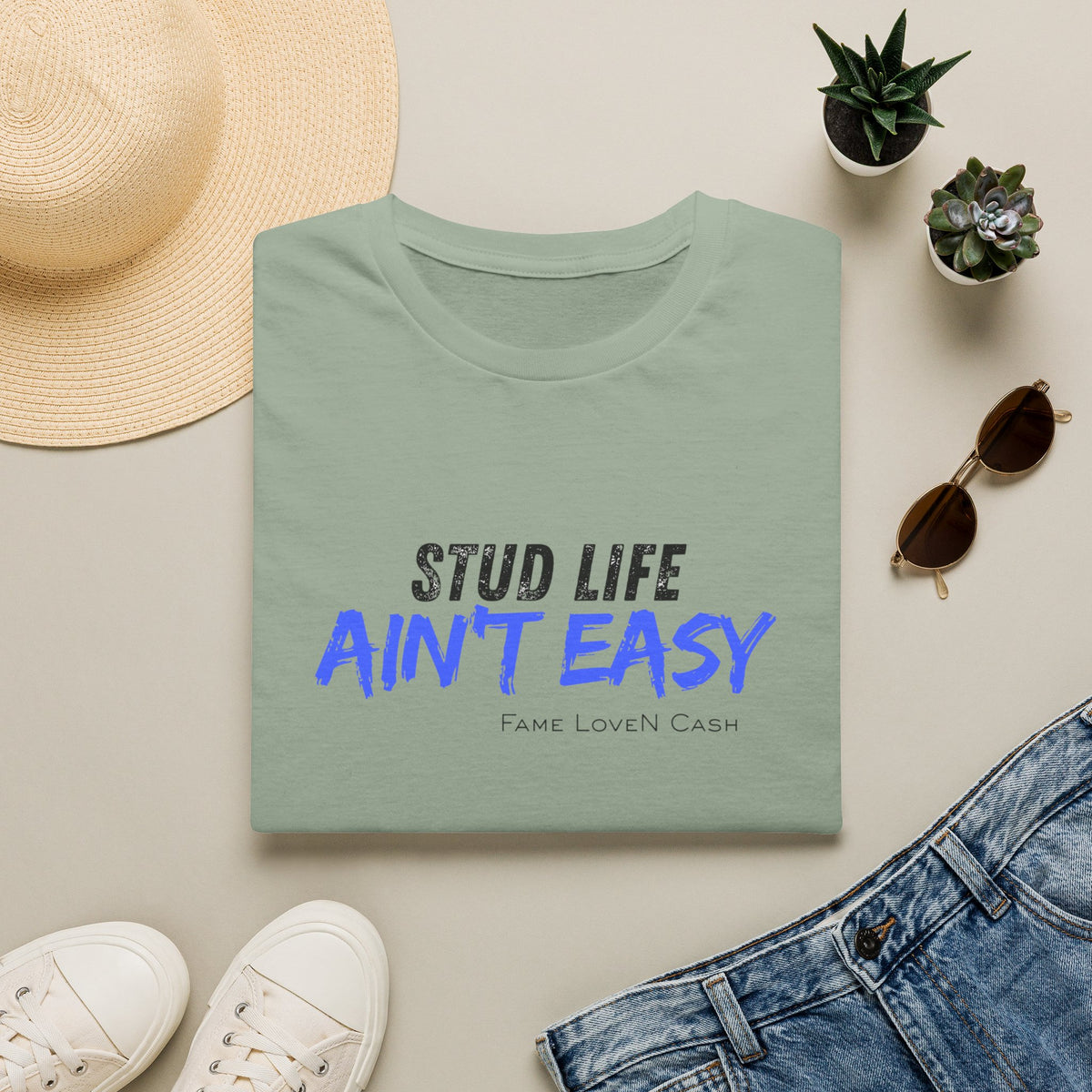 Stud Life Ain’t Easy T-Shirt | Stallion Life Funny Text Graphic Tee
