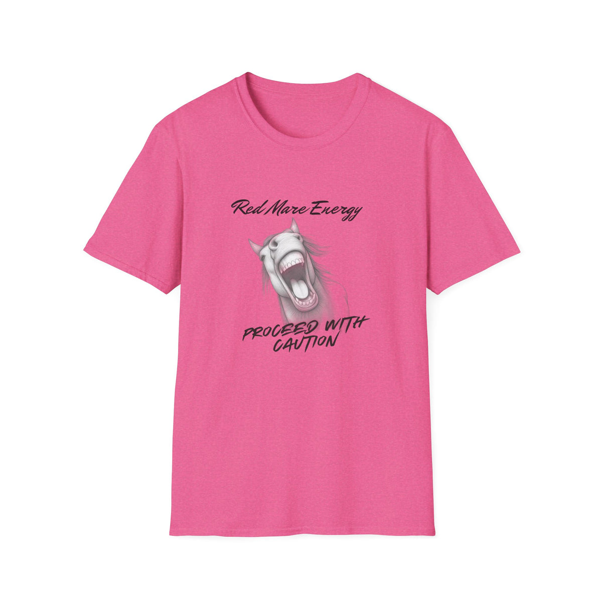 Red Mare Energy T-Shirt | Proceed With Caution design