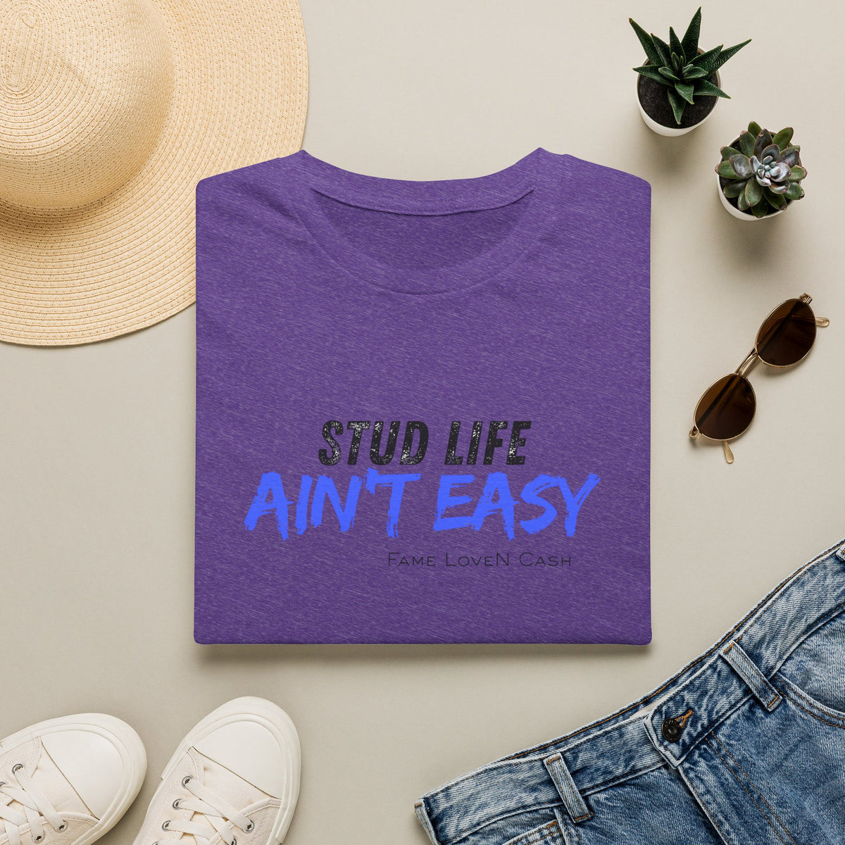 Stud Life Ain’t Easy T-Shirt | Stallion Life Funny Text Graphic Tee