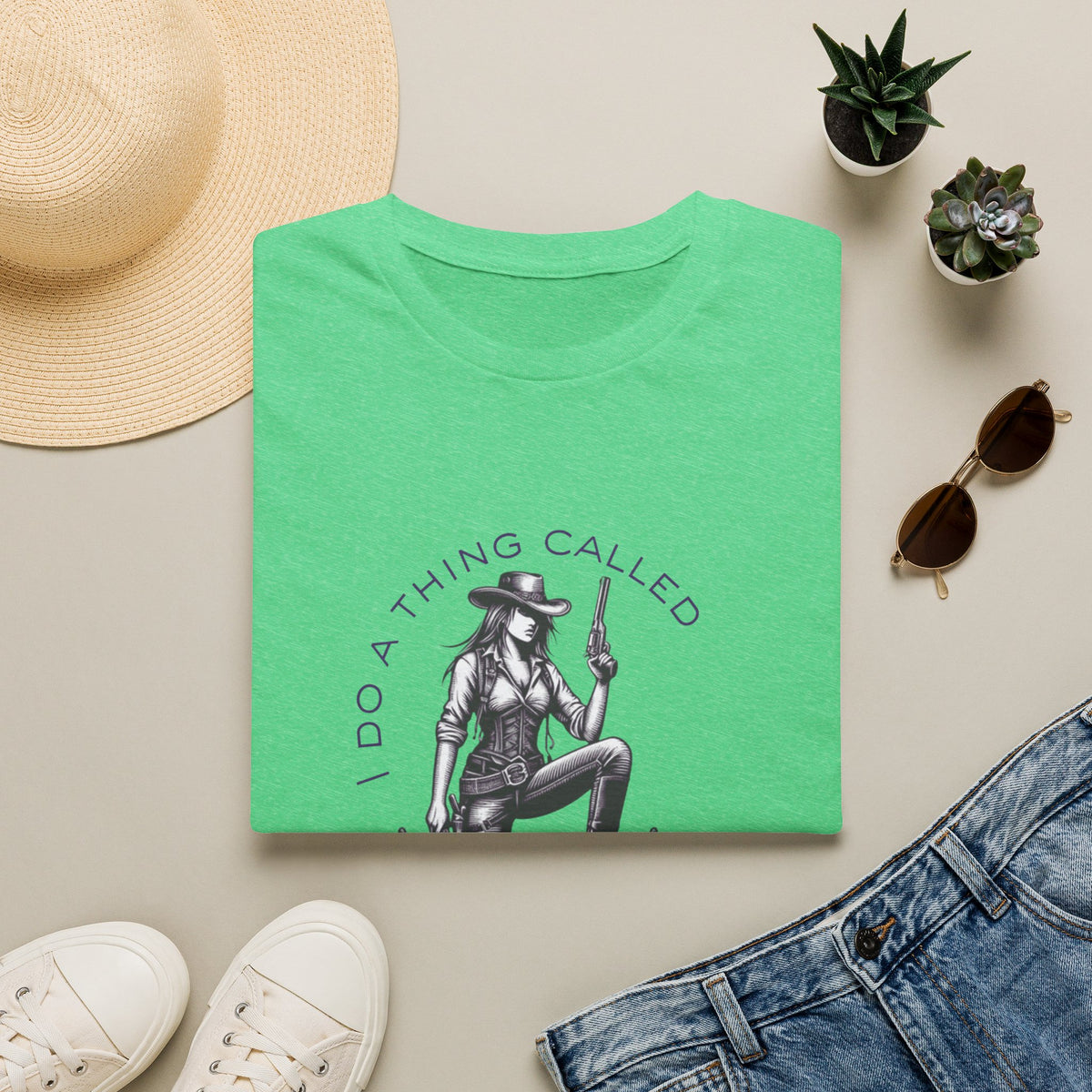 Cowgirl with Revolver T-Shirt | I Do a Thing Called What I Want design