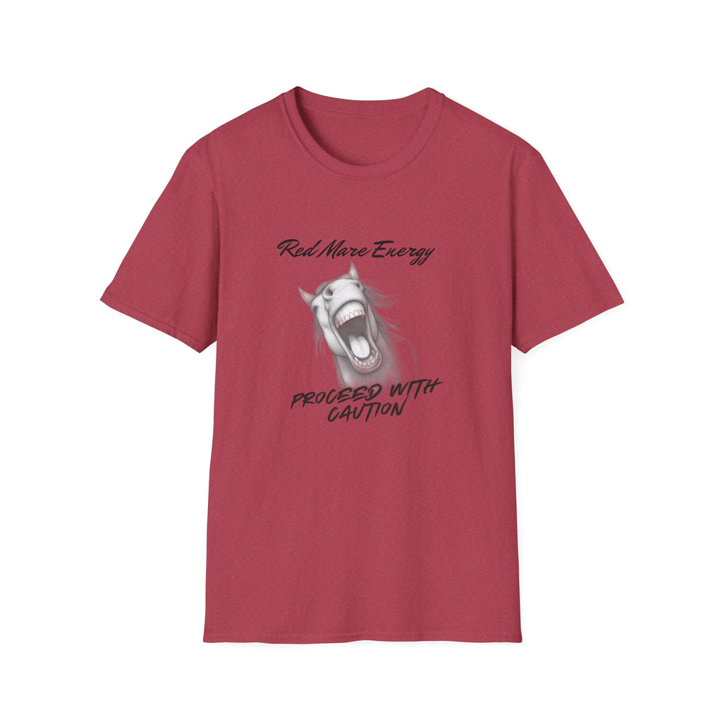 Red Mare Energy T-Shirt | Proceed With Caution design