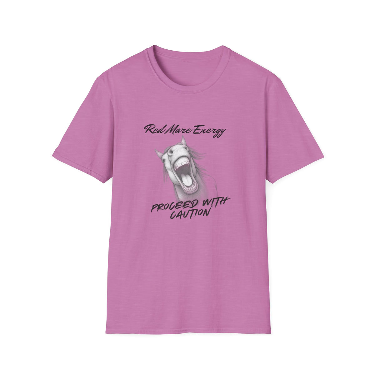 Red Mare Energy T-Shirt | Proceed With Caution design