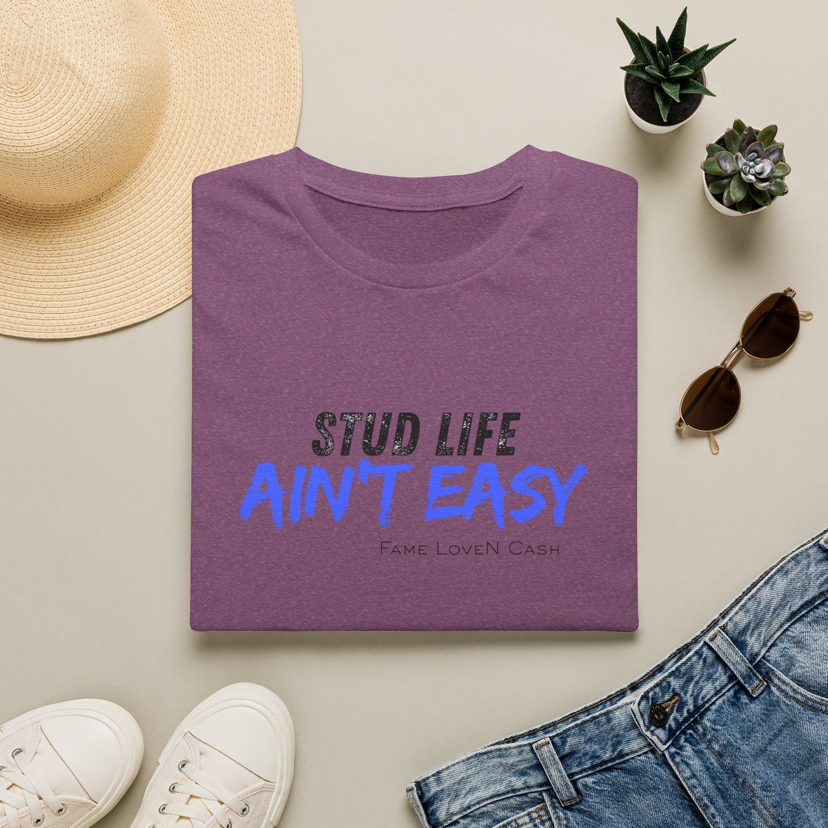 Stud Life Ain’t Easy T-Shirt | Stallion Life Funny Text Graphic Tee